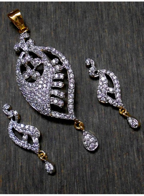 CZ Pendant With Earrings